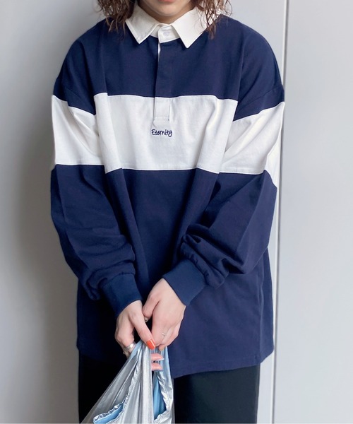 CPCM（シーピーシーエム）の「ヘビーウェイトラガーシャツ（ポロシャツ・レディース・オフホワイト/ネイビー/グリーン・LARGE/MEDIUM）」の8枚目の写真
