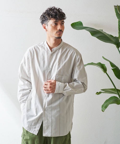 Nigel Cabourn（ナイジェルケーボン）の「Nigel Cabourn　CC22 デタッチャブルカラーシャツ ストライプ 80460010013（シャツ/ブラウス・メンズ・グリーン系その他/ホワイト・48/50/46/52）」の13枚目の写真