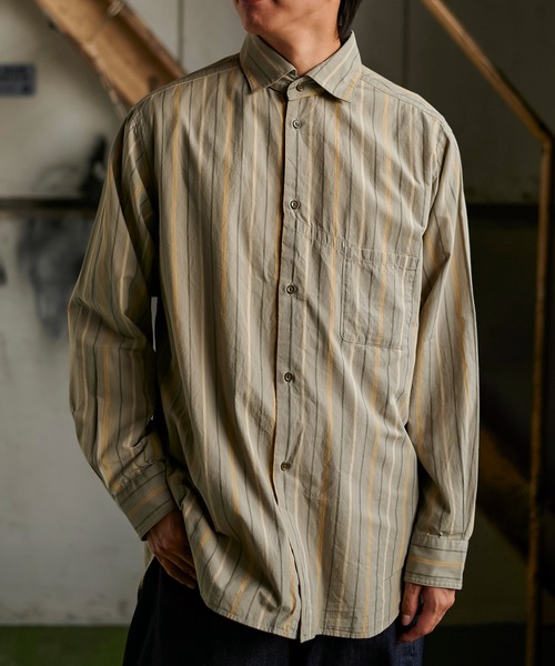 Nigel Cabourn（ナイジェルケーボン）の「Nigel Cabourn　CC22 デタッチャブルカラーシャツ ストライプ 80460010013（シャツ/ブラウス・メンズ・グリーン系その他/ホワイト・48/50/46/52）」の20枚目の写真