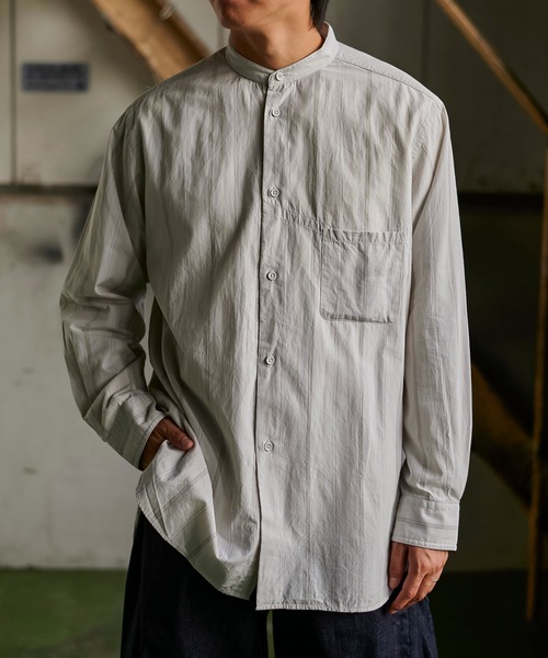 Nigel Cabourn（ナイジェルケーボン）の「Nigel Cabourn　CC22 デタッチャブルカラーシャツ ストライプ 80460010013（シャツ/ブラウス・メンズ・グリーン系その他/ホワイト・48/50/46/52）」の21枚目の写真