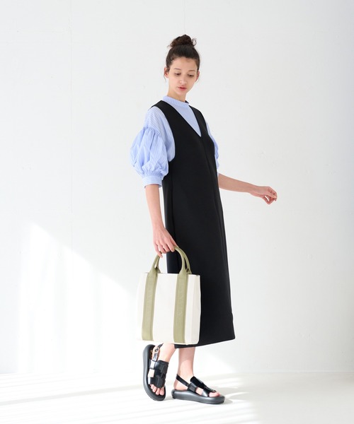 LANVIN en Bleu（ランバンオンブルー）の「キャンバスロゴトートバッグ（トートバッグ・レディース・ベージュ/チャコールグレー・FREE）」の5枚目の写真