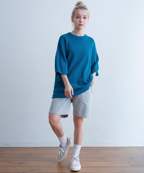 Universal Style Wear(ユニバーサルスタイルウェア)の「Universal Style Wear ニット Tee(Tシャツ/カットソー・メンズ・ベージュ/ターコイズブルー/ブラック/ライトグレー・X-LARGE/LARGE/MEDIUM)」の11枚目の写真