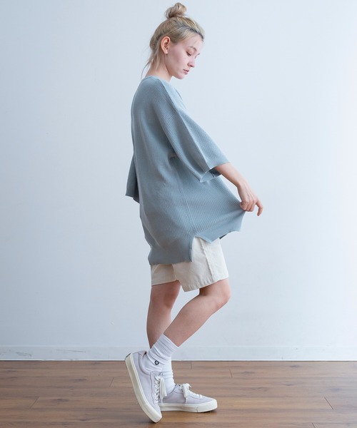 Universal Style Wear(ユニバーサルスタイルウェア)の「Universal Style Wear ニット Tee(Tシャツ/カットソー・メンズ・ベージュ/ターコイズブルー/ブラック/ライトグレー・X-LARGE/LARGE/MEDIUM)」の9枚目の写真