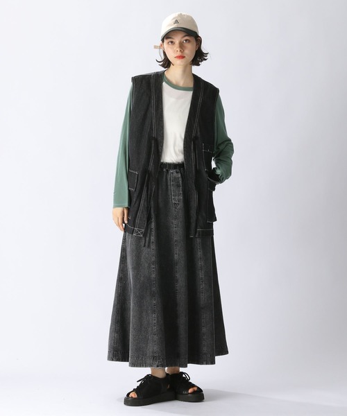 niko and...（ニコアンド）の「ベルトフレアアソートスカート（スカート・レディース・ベージュ/ライトブルー/サックスブルー/オフホワイト/チャコール・LARGE/MEDIUM）」の7枚目の写真