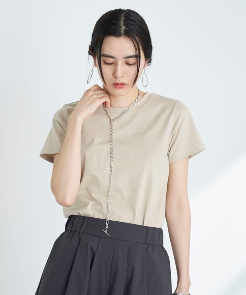 NOLLEY’S(ノーリーズ)の「5C BASIC 半袖Tシャツ(Tシャツ/カットソー・レディース・ベージュ/ロイヤルブルー/ボルドー/キャメル/ホワイト/ホワイト系その他5/ブラック/チャコールグレー・38/36)」の7枚目の写真