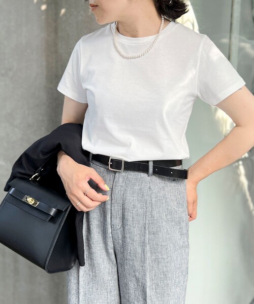 NOLLEY’S(ノーリーズ)の「5C BASIC 半袖Tシャツ(Tシャツ/カットソー・レディース・ベージュ/ロイヤルブルー/ボルドー/キャメル/ホワイト/ホワイト系その他5/ブラック/チャコールグレー・38/36)」の2枚目の写真