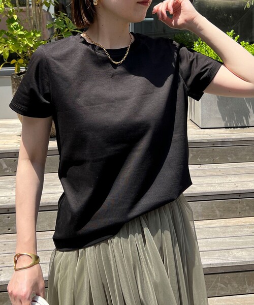 NOLLEY’S(ノーリーズ)の「5C BASIC 半袖Tシャツ(Tシャツ/カットソー・レディース・ベージュ/ロイヤルブルー/ボルドー/キャメル/ホワイト/ホワイト系その他5/ブラック/チャコールグレー・38/36)」の4枚目の写真