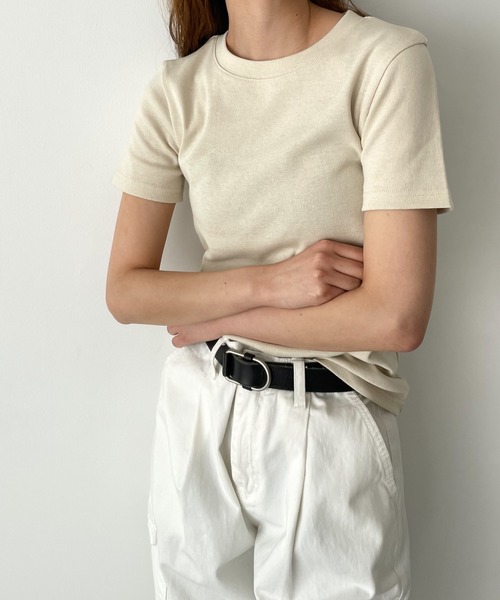 CANAL JEAN(キャナルジーン)の「RED CHOP WORKS(レッドチョップワークス) フライスコットン半袖Tシャツ(Tシャツ/カットソー・レディース・ブラック/ホワイト/ネイビー/ベージュ・ONE SIZE)」の3枚目の写真