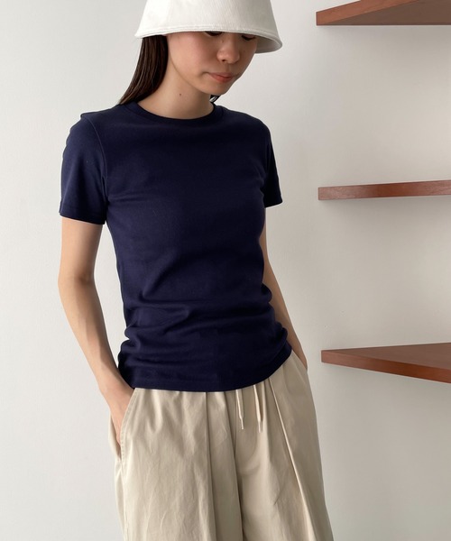 CANAL JEAN(キャナルジーン)の「RED CHOP WORKS(レッドチョップワークス) フライスコットン半袖Tシャツ(Tシャツ/カットソー・レディース・ブラック/ホワイト/ネイビー/ベージュ・ONE SIZE)」の4枚目の写真