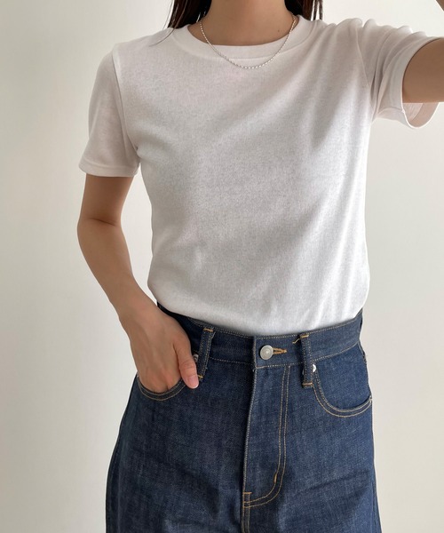 CANAL JEAN(キャナルジーン)の「RED CHOP WORKS(レッドチョップワークス) フライスコットン半袖Tシャツ(Tシャツ/カットソー・レディース・ブラック/ホワイト/ネイビー/ベージュ・ONE SIZE)」の1枚目の写真