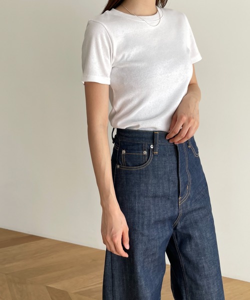 CANAL JEAN(キャナルジーン)の「RED CHOP WORKS(レッドチョップワークス) フライスコットン半袖Tシャツ(Tシャツ/カットソー・レディース・ブラック/ホワイト/ネイビー/ベージュ・ONE SIZE)」の15枚目の写真