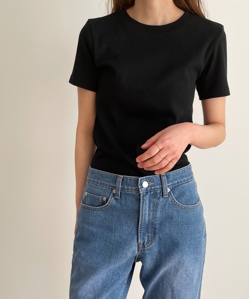 CANAL JEAN(キャナルジーン)の「RED CHOP WORKS(レッドチョップワークス) フライスコットン半袖Tシャツ(Tシャツ/カットソー・レディース・ブラック/ホワイト/ネイビー/ベージュ・ONE SIZE)」の5枚目の写真
