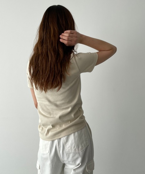 CANAL JEAN(キャナルジーン)の「RED CHOP WORKS(レッドチョップワークス) フライスコットン半袖Tシャツ(Tシャツ/カットソー・レディース・ブラック/ホワイト/ネイビー/ベージュ・ONE SIZE)」の7枚目の写真