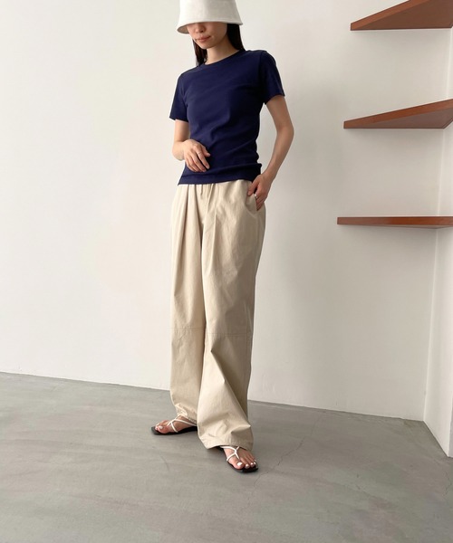 CANAL JEAN(キャナルジーン)の「RED CHOP WORKS(レッドチョップワークス) フライスコットン半袖Tシャツ(Tシャツ/カットソー・レディース・ブラック/ホワイト/ネイビー/ベージュ・ONE SIZE)」の6枚目の写真