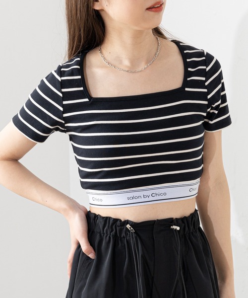 入手困難　ロゴT　極美品　チビT　K-POP Chico（チコ）の「【2023SS】裾ロゴスクエアチビT（Tシャツ