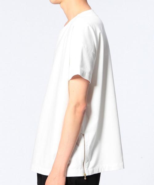UNITED ARROWS（ユナイテッドアローズ）の「UAS スムース コットン サイド ジップ クルーネック（Tシャツ/カットソー・メンズ・ホワイト/ブラック・MEDIUM/SMALL/LARGE）」の10枚目の写真