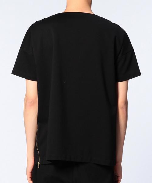 UNITED ARROWS（ユナイテッドアローズ）の「UAS スムース コットン サイド ジップ クルーネック（Tシャツ/カットソー・メンズ・ホワイト/ブラック・MEDIUM/SMALL/LARGE）」の7枚目の写真