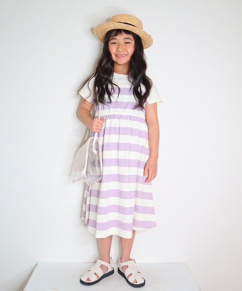 JAM & LINK（ジャムアンドリンク）の「ボーダー切り替えワンピース（ワンピース・キッズ・ラベンダー/ネイビー・150cm/140cm/130cm/120cm/110cm/100cm）」の13枚目の写真
