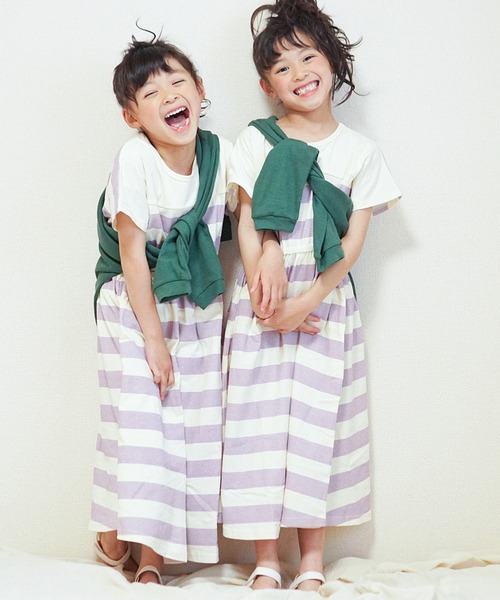 JAM & LINK（ジャムアンドリンク）の「ボーダー切り替えワンピース（ワンピース・キッズ・ラベンダー/ネイビー・150cm/140cm/130cm/120cm/110cm/100cm）」の15枚目の写真