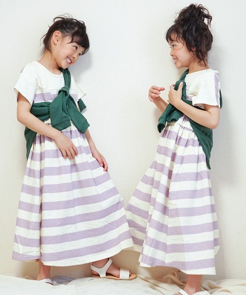 JAM & LINK（ジャムアンドリンク）の「ボーダー切り替えワンピース（ワンピース・キッズ・ラベンダー/ネイビー・150cm/140cm/130cm/120cm/110cm/100cm）」の16枚目の写真
