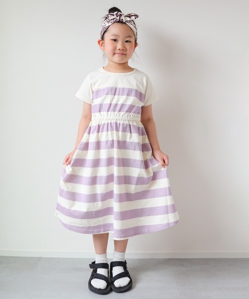 JAM & LINK（ジャムアンドリンク）の「ボーダー切り替えワンピース（ワンピース・キッズ・ラベンダー/ネイビー・150cm/140cm/130cm/120cm/110cm/100cm）」の19枚目の写真