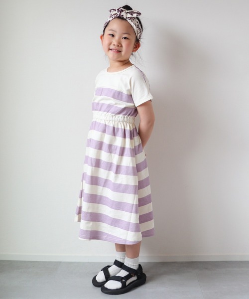 JAM & LINK（ジャムアンドリンク）の「ボーダー切り替えワンピース（ワンピース・キッズ・ラベンダー/ネイビー・150cm/140cm/130cm/120cm/110cm/100cm）」の20枚目の写真