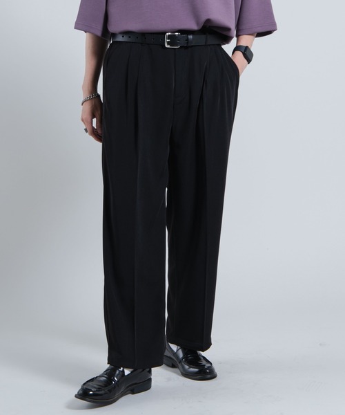 WEGO(ウィゴー)の「WEGO/【WEB限定】【セットアップ対応】トロミ 2タックワイドスラックス(スラックス・メンズ・ブラック/ワイン/ブルー系その他/ライトグレー・MEDIUM/LARGE)」の2枚目の写真