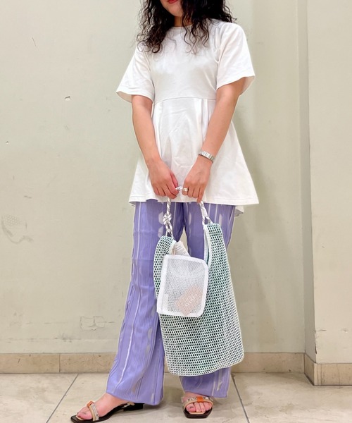 LOWELL things（ロウェル　シングス）の「【ミニポーチ付き】メッシュホーボー2WAYBAG（トートバッグ・レディース・ベージュ/ブラック/グリーン・フリー）」の7枚目の写真