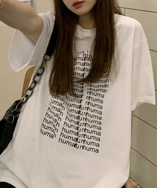 c.u.l(シーユーエル)の「オーバーサイズロゴプリントTシャツ culw438(Tシャツ/カットソー・レディース・グレー/ホワイト・FREE)」の14枚目の写真