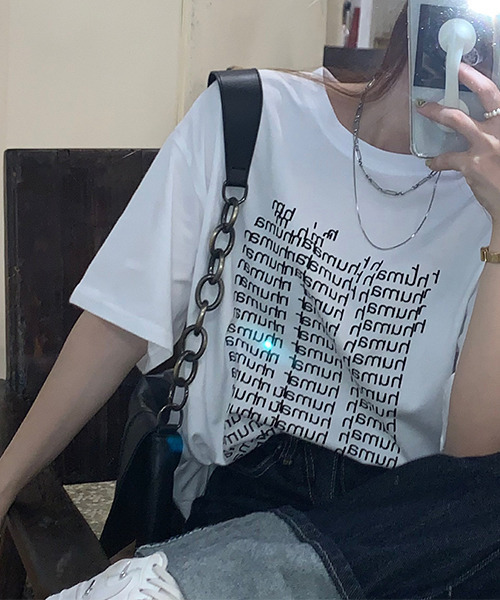 c.u.l(シーユーエル)の「オーバーサイズロゴプリントTシャツ culw438(Tシャツ/カットソー・レディース・グレー/ホワイト・FREE)」の9枚目の写真