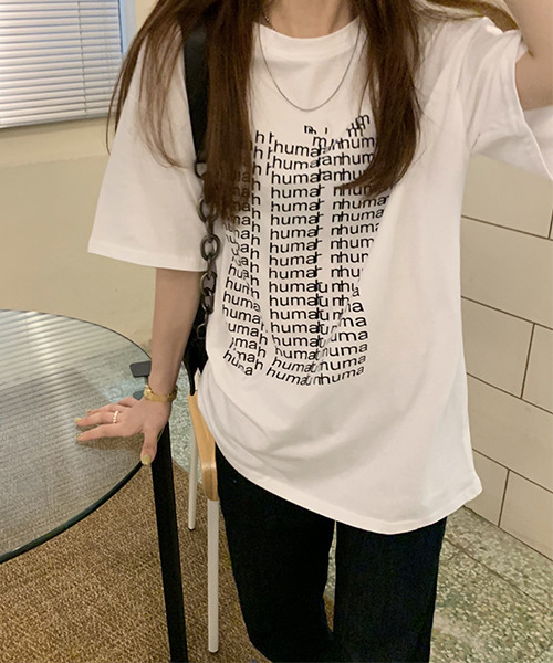 c.u.l(シーユーエル)の「オーバーサイズロゴプリントTシャツ culw438(Tシャツ/カットソー・レディース・グレー/ホワイト・FREE)」の7枚目の写真