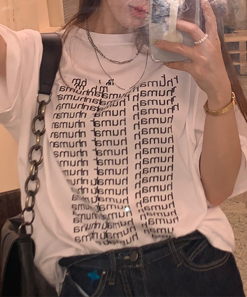 c.u.l(シーユーエル)の「オーバーサイズロゴプリントTシャツ culw438(Tシャツ/カットソー・レディース・グレー/ホワイト・FREE)」の3枚目の写真