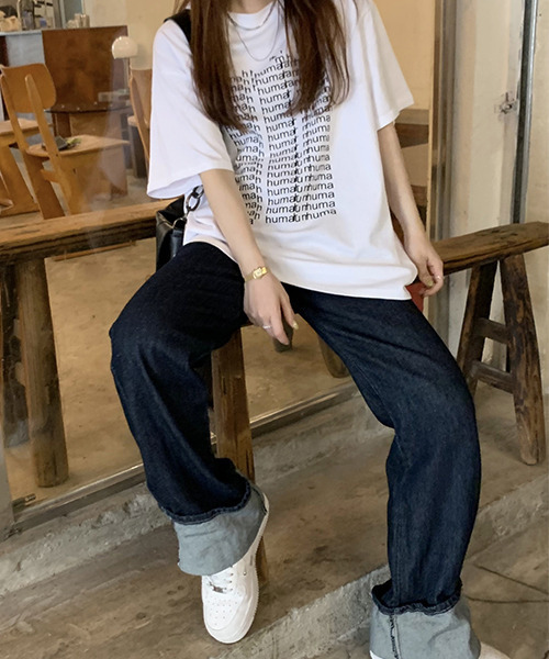 c.u.l(シーユーエル)の「オーバーサイズロゴプリントTシャツ culw438(Tシャツ/カットソー・レディース・グレー/ホワイト・FREE)」の17枚目の写真