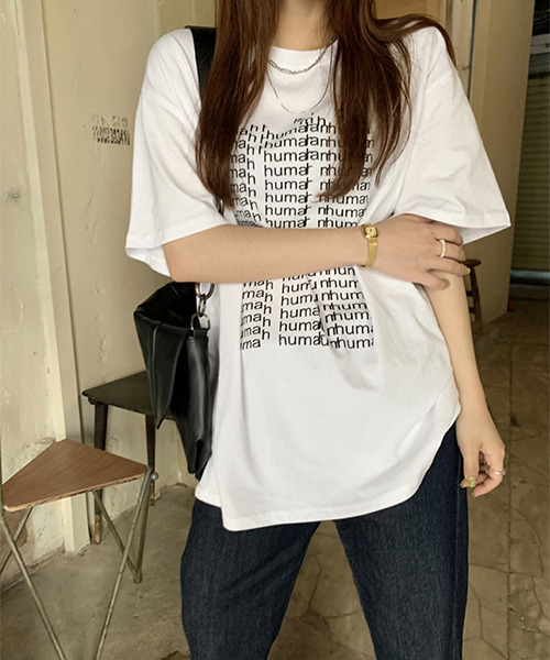 c.u.l(シーユーエル)の「オーバーサイズロゴプリントTシャツ culw438(Tシャツ/カットソー・レディース・グレー/ホワイト・FREE)」の5枚目の写真