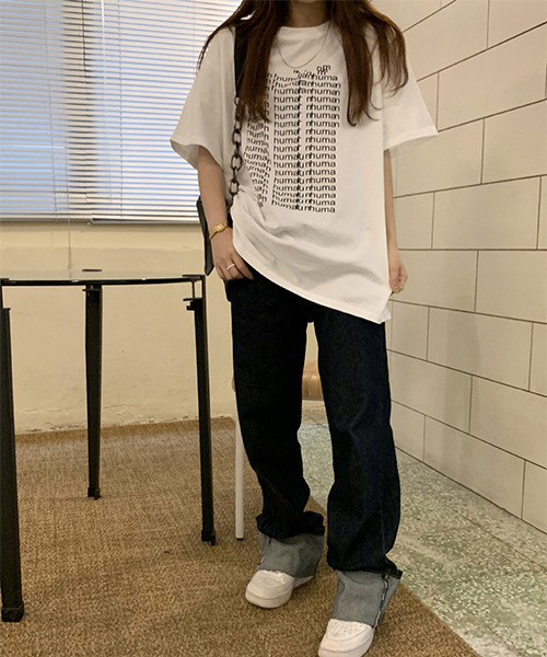 c.u.l(シーユーエル)の「オーバーサイズロゴプリントTシャツ culw438(Tシャツ/カットソー・レディース・グレー/ホワイト・FREE)」の12枚目の写真