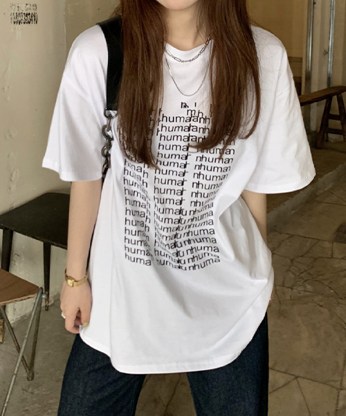 c.u.l(シーユーエル)の「オーバーサイズロゴプリントTシャツ culw438(Tシャツ/カットソー・レディース・グレー/ホワイト・FREE)」の15枚目の写真