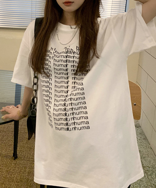 c.u.l(シーユーエル)の「オーバーサイズロゴプリントTシャツ culw438(Tシャツ/カットソー・レディース・グレー/ホワイト・FREE)」の10枚目の写真