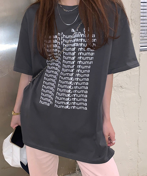 c.u.l(シーユーエル)の「オーバーサイズロゴプリントTシャツ culw438(Tシャツ/カットソー・レディース・グレー/ホワイト・FREE)」の8枚目の写真