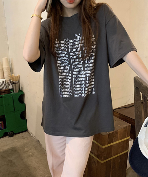 c.u.l(シーユーエル)の「オーバーサイズロゴプリントTシャツ culw438(Tシャツ/カットソー・レディース・グレー/ホワイト・FREE)」の18枚目の写真