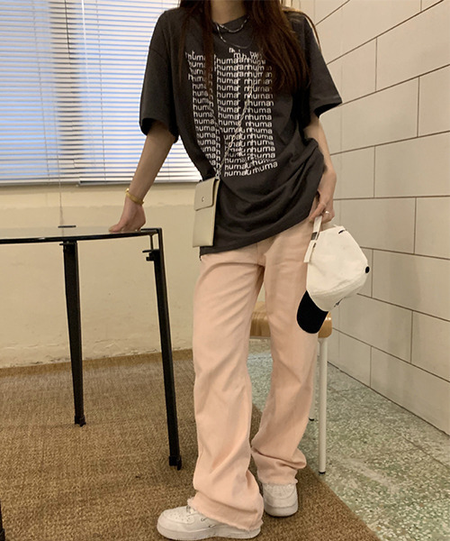 c.u.l(シーユーエル)の「オーバーサイズロゴプリントTシャツ culw438(Tシャツ/カットソー・レディース・グレー/ホワイト・FREE)」の6枚目の写真