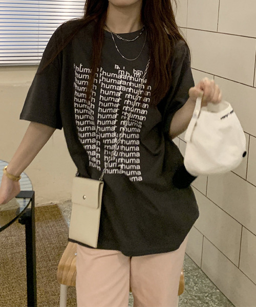 c.u.l(シーユーエル)の「オーバーサイズロゴプリントTシャツ culw438(Tシャツ/カットソー・レディース・グレー/ホワイト・FREE)」の16枚目の写真
