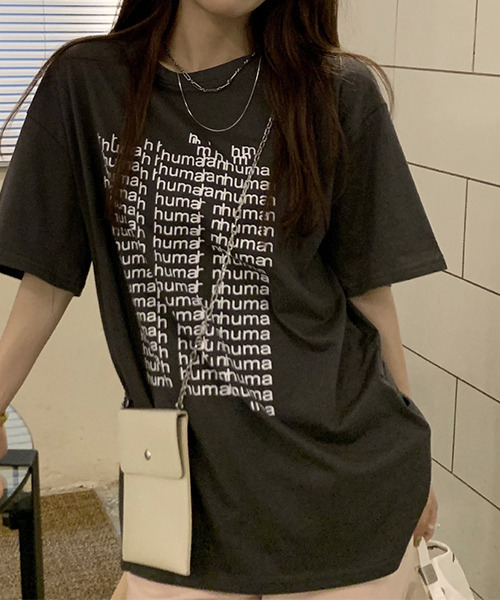 c.u.l(シーユーエル)の「オーバーサイズロゴプリントTシャツ culw438(Tシャツ/カットソー・レディース・グレー/ホワイト・FREE)」の11枚目の写真