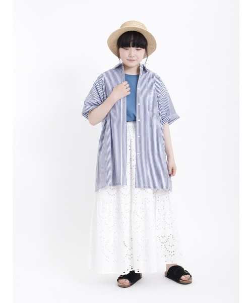 Samansa Mos2（サマンサ モスモス）の「【接触冷感 吸水速乾】サラッと羽織るオーバーシャツ（シャツ/ブラウス・レディース・ブルー/ブラック/ピンク/グリーン/ミント・ﾌﾘ-）」の15枚目の写真