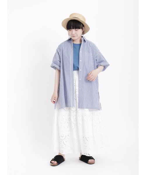 Samansa Mos2（サマンサ モスモス）の「【接触冷感 吸水速乾】サラッと羽織るオーバーシャツ（シャツ/ブラウス・レディース・ブルー/ブラック/ピンク/グリーン/ミント・ﾌﾘ-）」の16枚目の写真