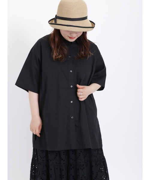 Samansa Mos2（サマンサ モスモス）の「【接触冷感 吸水速乾】サラッと羽織るオーバーシャツ（シャツ/ブラウス・レディース・ブルー/ブラック/ピンク/グリーン/ミント・ﾌﾘ-）」の19枚目の写真