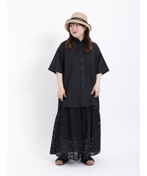 Samansa Mos2（サマンサ モスモス）の「【接触冷感 吸水速乾】サラッと羽織るオーバーシャツ（シャツ/ブラウス・レディース・ブルー/ブラック/ピンク/グリーン/ミント・ﾌﾘ-）」の20枚目の写真