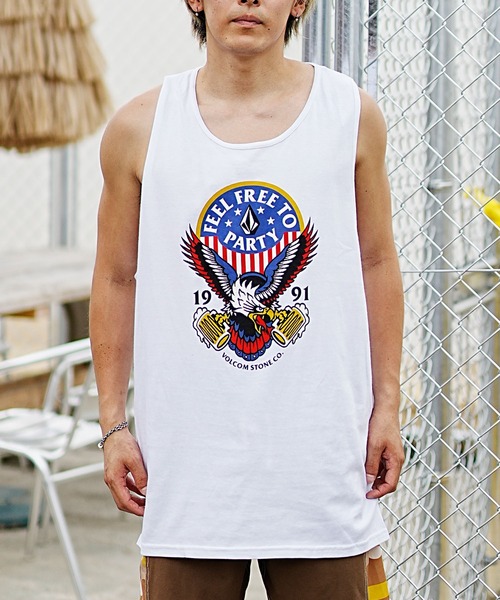 VOLCOM(ボルコム)の「VOLCOM/ボルコム タンクトップ フロントプリント クルーネック レギュラーフィット A4522300(タンクトップ・メンズ・ホワイト/ブラック・M/L/XL)」の1枚目の写真