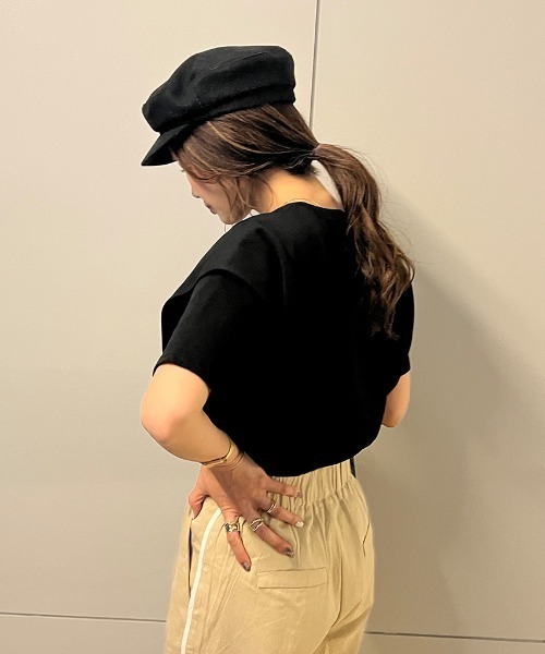 【新色＆Sサイズ登場！】ラッフルショルダーTシャツ(chiicaselect)/ラッフルスリーブフレアスリーブプルオーバーブラウス半袖無地ボーダー