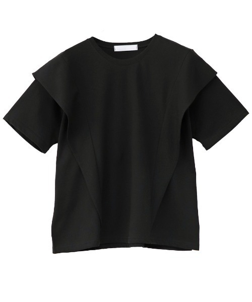 【新色＆Sサイズ登場！】ラッフルショルダーTシャツ(chiicaselect)/ラッフルスリーブフレアスリーブプルオーバーブラウス半袖無地ボーダー