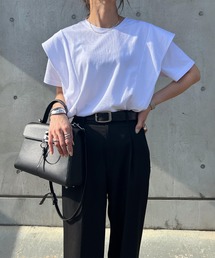 ISOOK（アイスー）の「【総合ランキング1位獲得】ラッフルショルダーTシャツ(chiica select) / ラッフルスリーブ フレアスリーブ プルオーバー ブラウス 半袖 無地 ボーダー（Tシャツ/カットソー）」